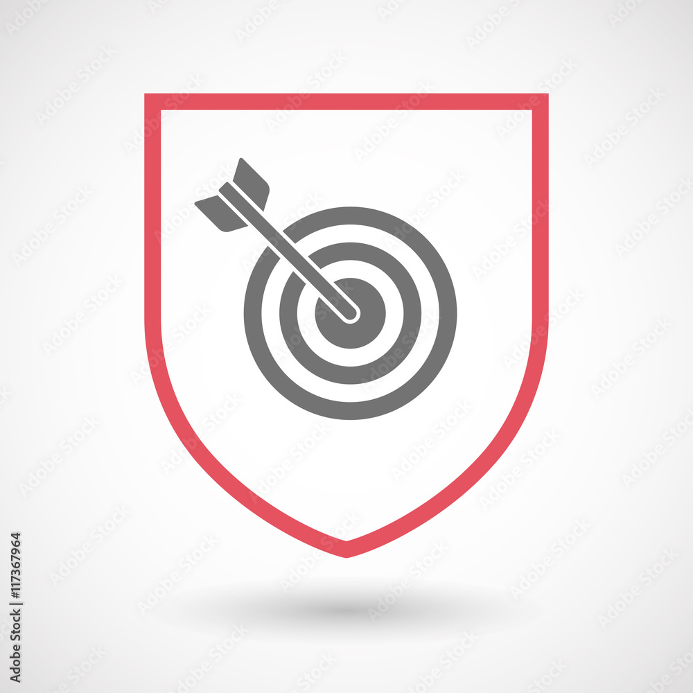 Isolated line art shield icon with a dart board Isolated line art shield icon with a dart board