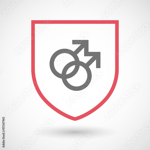 Isolated line art shield icon with a gay sign