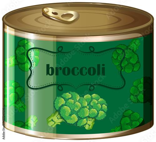 One canned broccoli with label