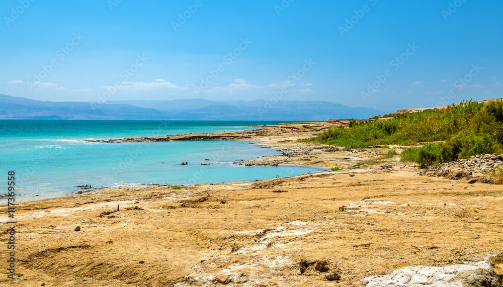 View of Dead Sea coastline View of Dead Sea coastline