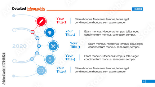 Five Points in Year Diagram Slide Template