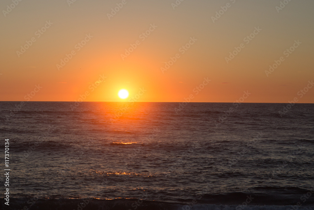 Sea sunset, beautiful picture of beach