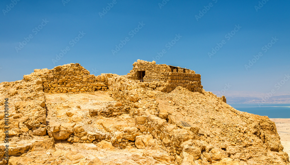View on ruins of Masada fortress - Judaean Desert, Israel View on ruins of Masada fortress - Judaean Desert, Israel