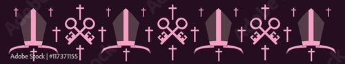 Bishop mitre and crosses. Vector illustration. Catholic symbols