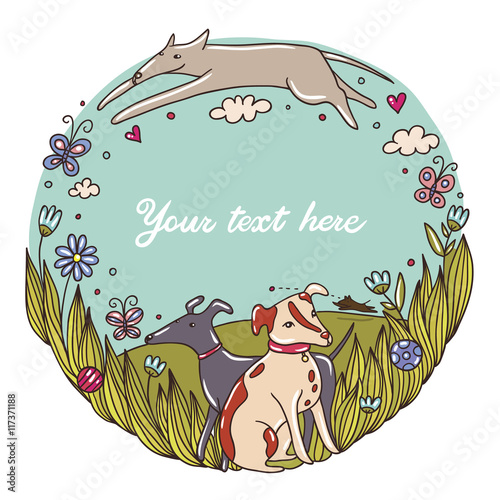 Nice Illustration with Dogs in the Park