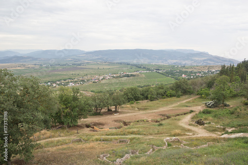 View of the valley in the vicinity of Sevastopol, Crimea.The slope of Sapun mountain © kharhan