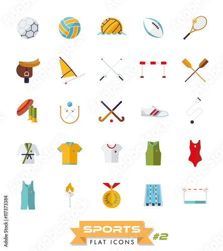 sports flat design icons vector set 2