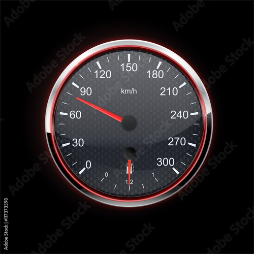 Speedometer on black background