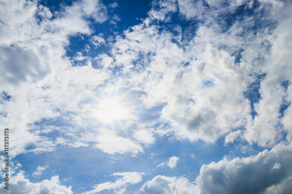 Blue sky with clouds and sun beautiful Blue sky with clouds and sun beautiful