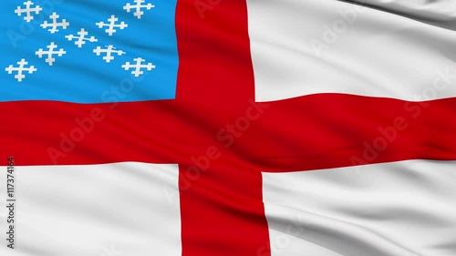Episcopal Religious Flag, Close Up Realistic 3D Animation, Seamless Loop - 10 Seconds Long