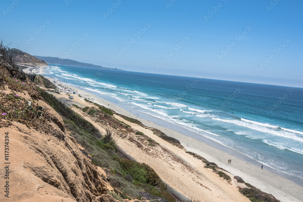 Sand beaches along the Del Mar coast, California
