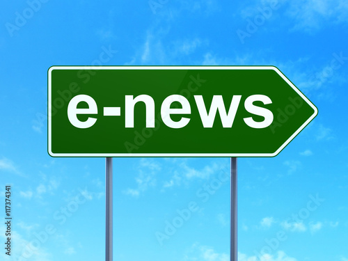 News concept: E-news on road sign background