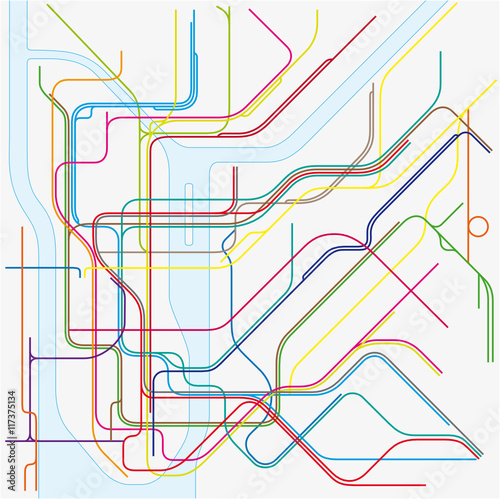  colored subway vector map of New York City