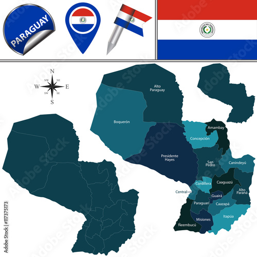 Map of Paraguay with Departments