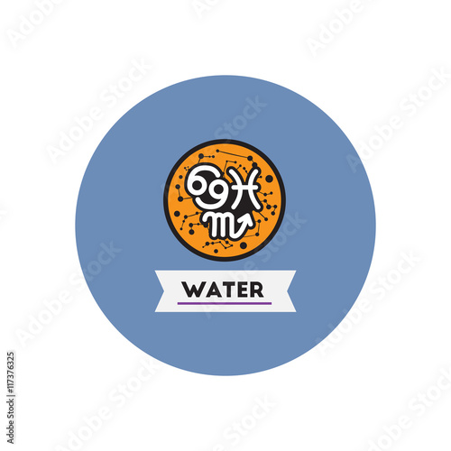 stylish icon in color circle element zodiacal Water 