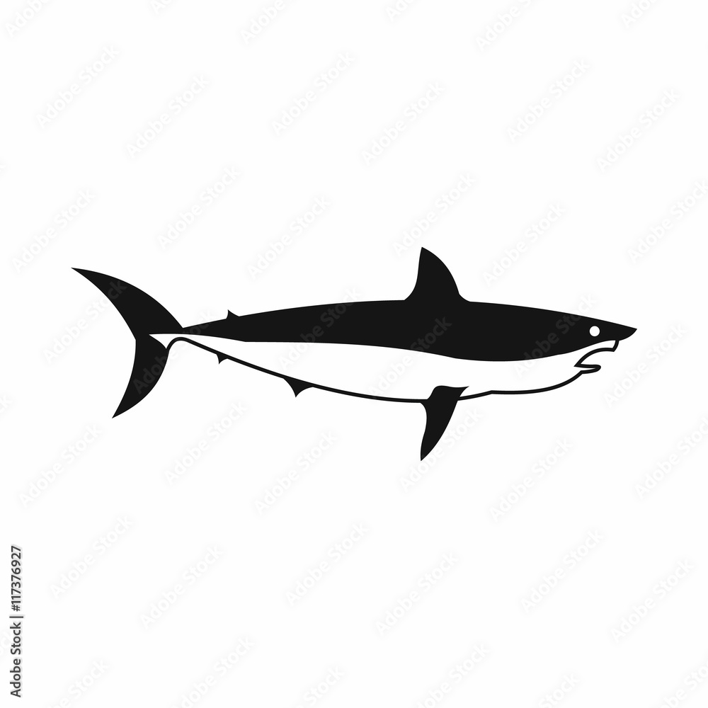 Obraz premium Shark icon in simple style isolated on white background. Fish symbol