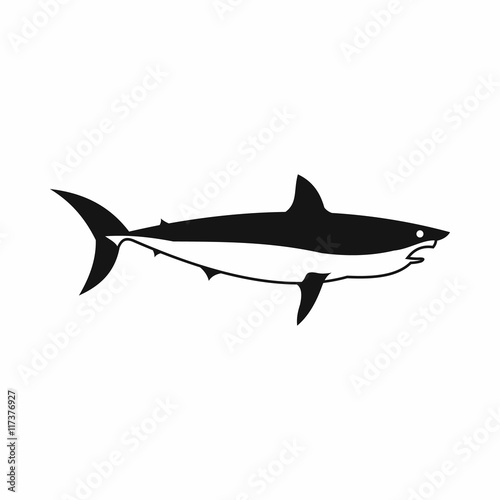 Shark icon in simple style isolated on white background. Fish symbol