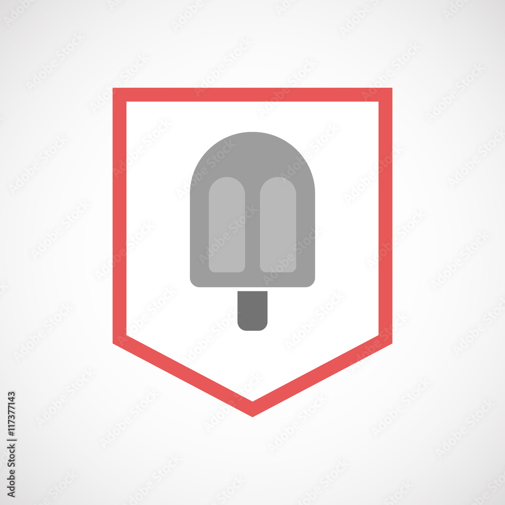 Isolated line art ribbon icon with an ice cream Isolated line art ribbon icon with an ice cream