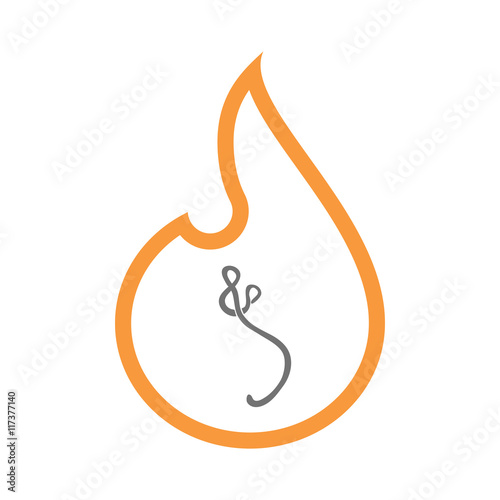 Isolated line art flame icon with  an ebola sign