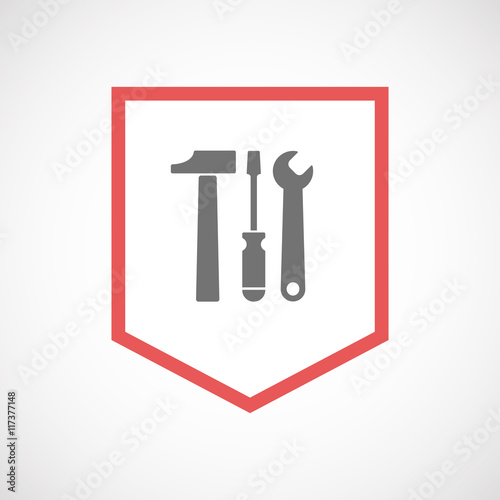 Isolated line art ribbon icon with a tool set