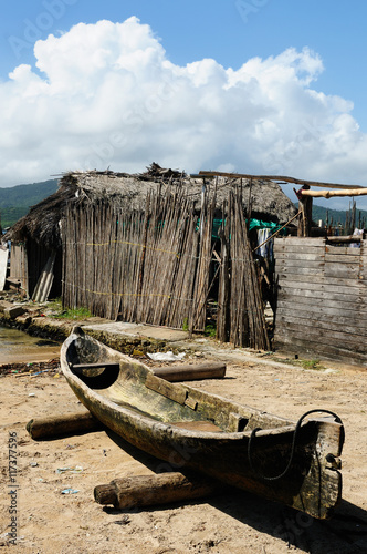 Central America, Panama, traditional house of boat of the San Blas archipelago photo