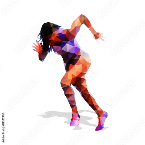 Running woman. Active girl. Abstract vector illustration. Modern