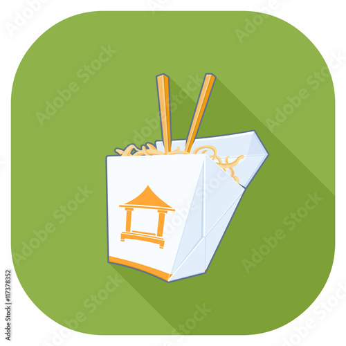 Vector illustration of a Chinese Meal Takeaway flat Icon.
Chinese Cuisine Noodles Chow Mein icon.