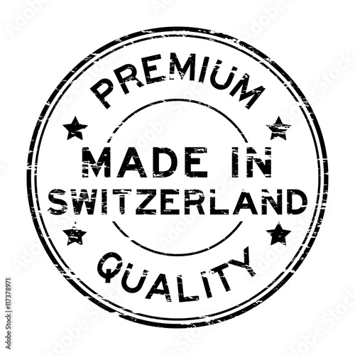 Grunge black premium quality and made in Switzerland rubber stamp