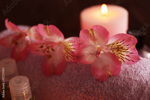 Composition of spa treatments with flowers