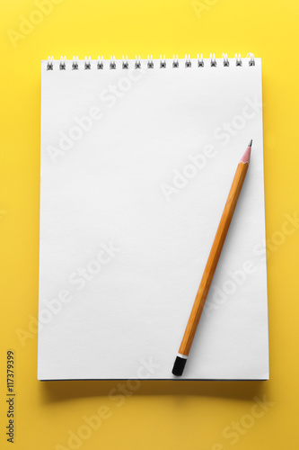 School notebook on color background