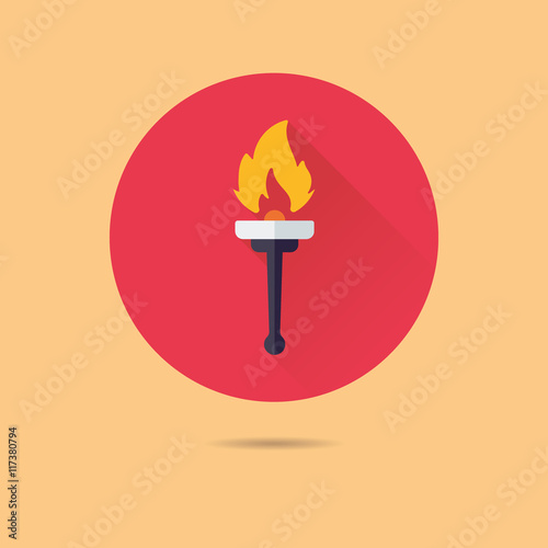 burning olympic torch flat design vector icon