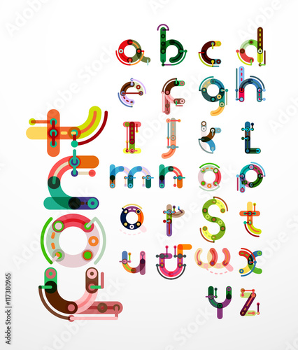 Linear design font, alphabet