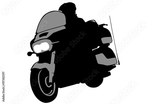 Man on big bike on white background