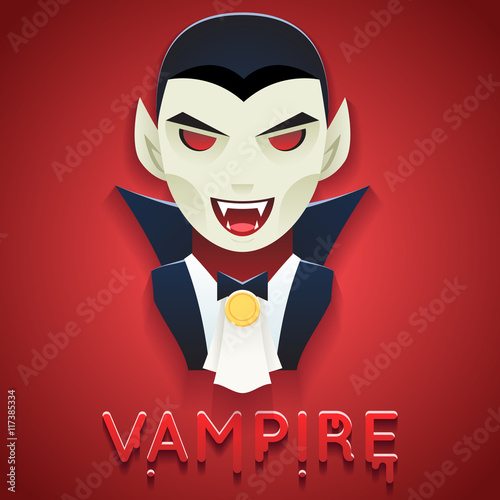 Vampire Avatar Role Character Bust Icon Halloween Party Stylish Background Greeting Card Template Vector Illustration