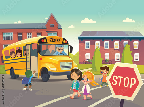 Back To School Safety Concept. Vector illustration.