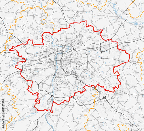 Map of Prague city. Roads