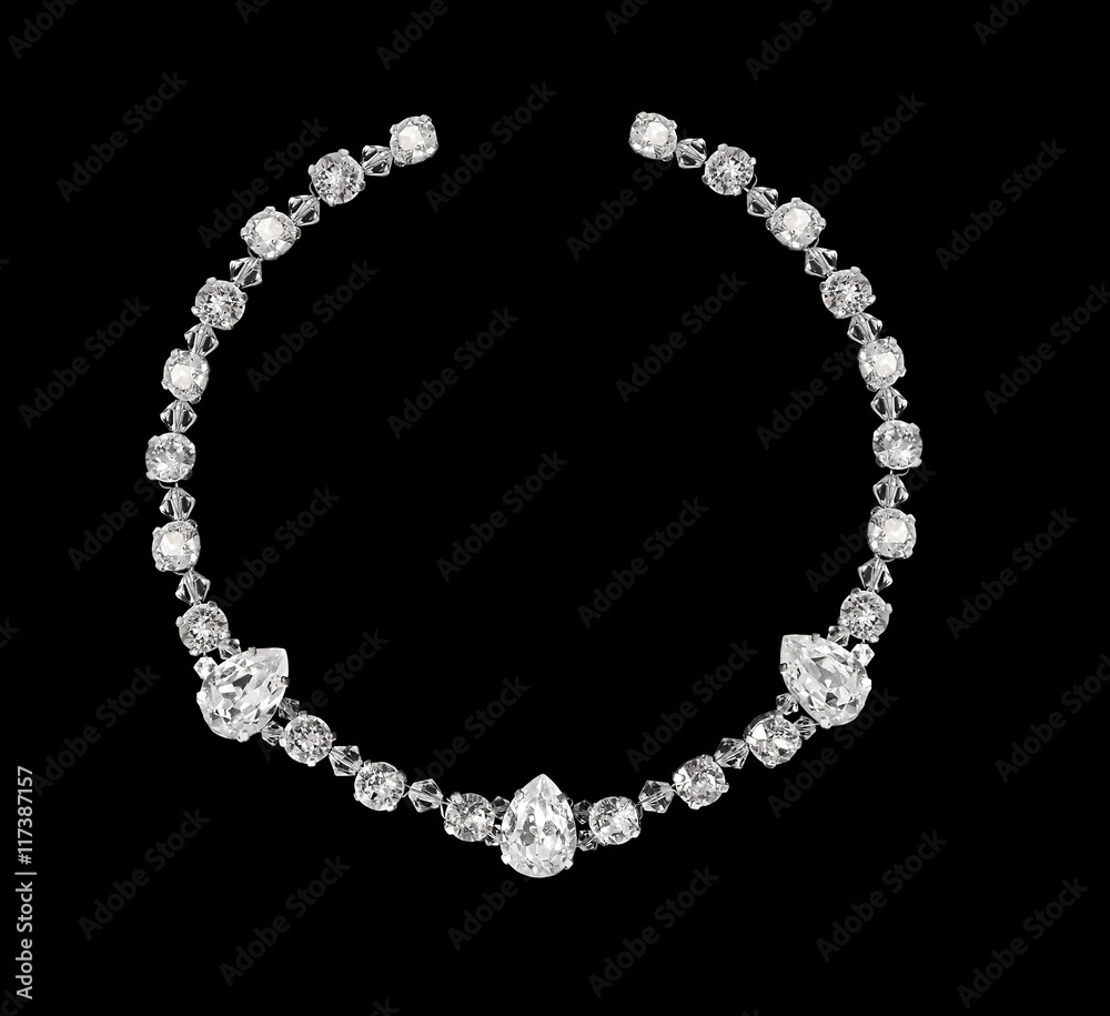 Obraz premium Handmade crystal necklace on black. 
