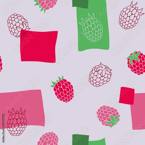 Tapety Malinki graficznej sztuki czerwonego zielonego koloru ilustraci bezszwowy deseniowy wektor