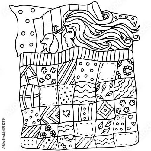 High quality original pattern of girl in a bed with many element