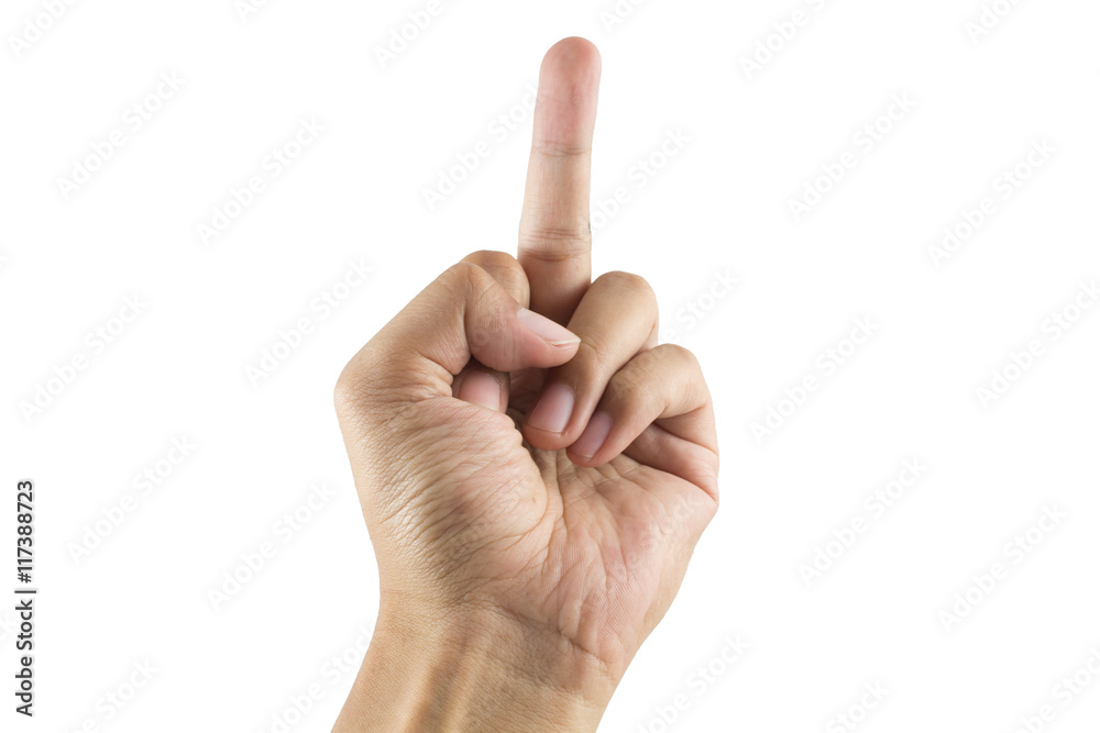 Human Hand Gesturing With Middle Finger isolated on White Background Human Hand Gesturing With Middle Finger isolated on White Background