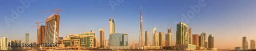 Panoramic view of Business bay and downtown area of Dubai, reflection in a river, UAE © boule1301