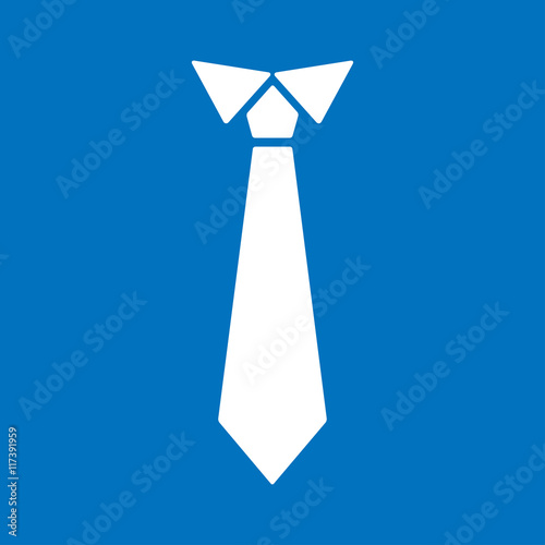 Icono plano corbata en fondo azul