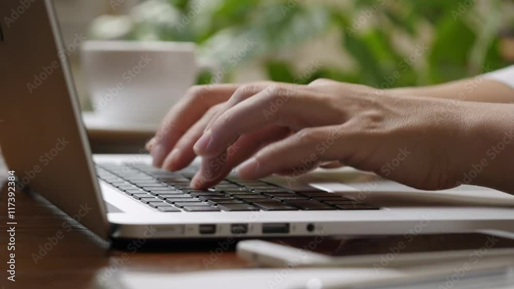 Woman hands typing on the keyboard of laptop computer. Hight quality shot, UHD, 4K
Woman hands typing on the keyboard of laptop computer. Hight quality shot, UHD, 4K