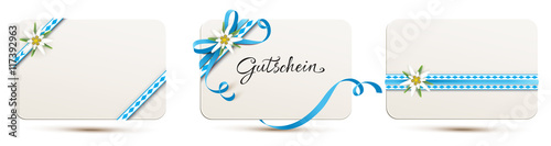 Oktoberfest - Gutscheinkarten Set mit Rauten, Schleife und Edelweiß