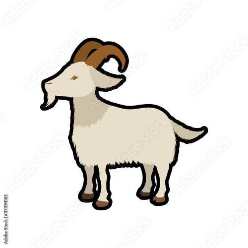 Goat animal farm pet character icon. Isolated and flat illustration. Vector graphic