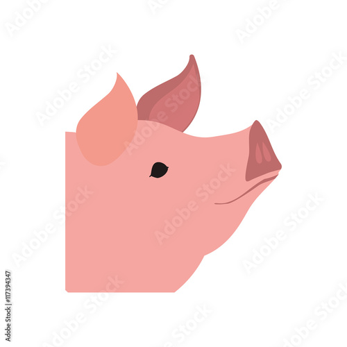 Pig animal farm pet character icon. Isolated and flat illustration. Vector graphic