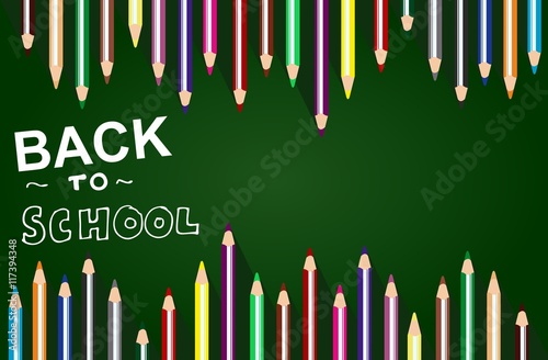  Back to SCHOOL blackboard Colored Pencils Frame Template