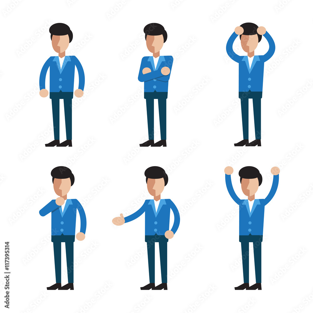 Businessman character poses