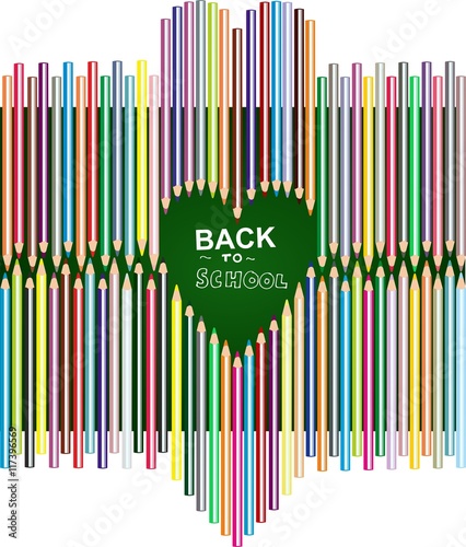 Back to SCHOOL blackboard Colored Pencils Frame Template  heart