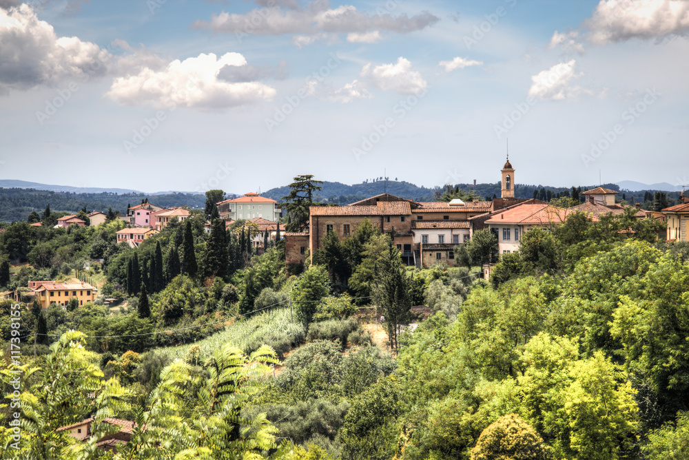 View over the impressive landscape in Tuscany near San Miniato in Italy
